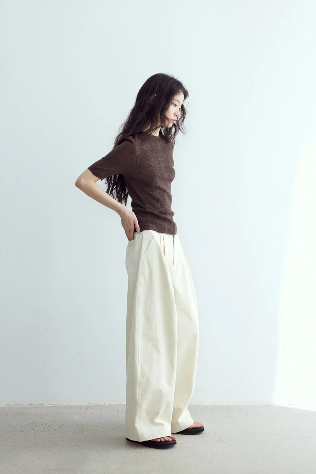 100% cotton curved blade pants | 3 color