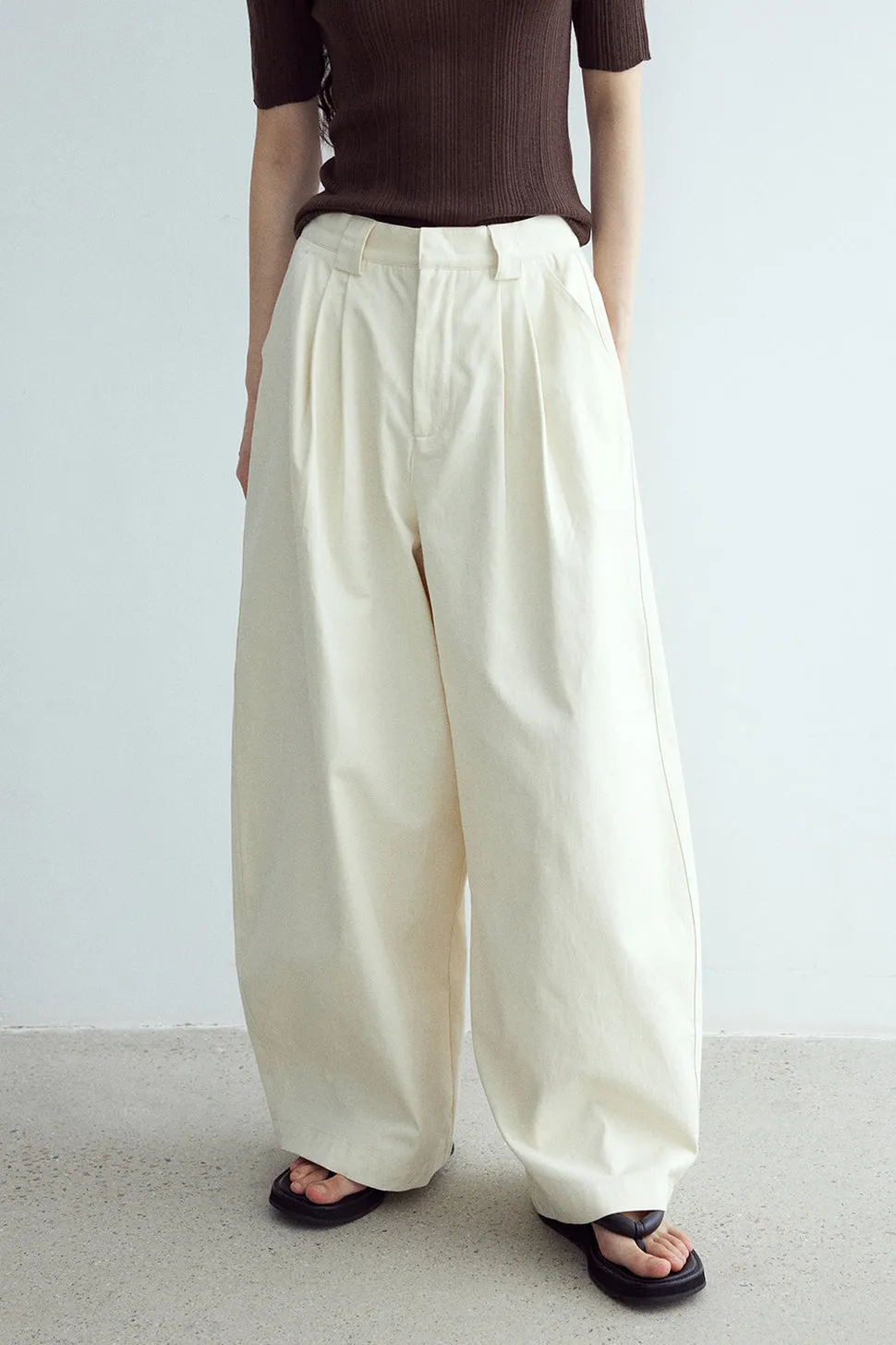 100% cotton curved blade pants | 3 color