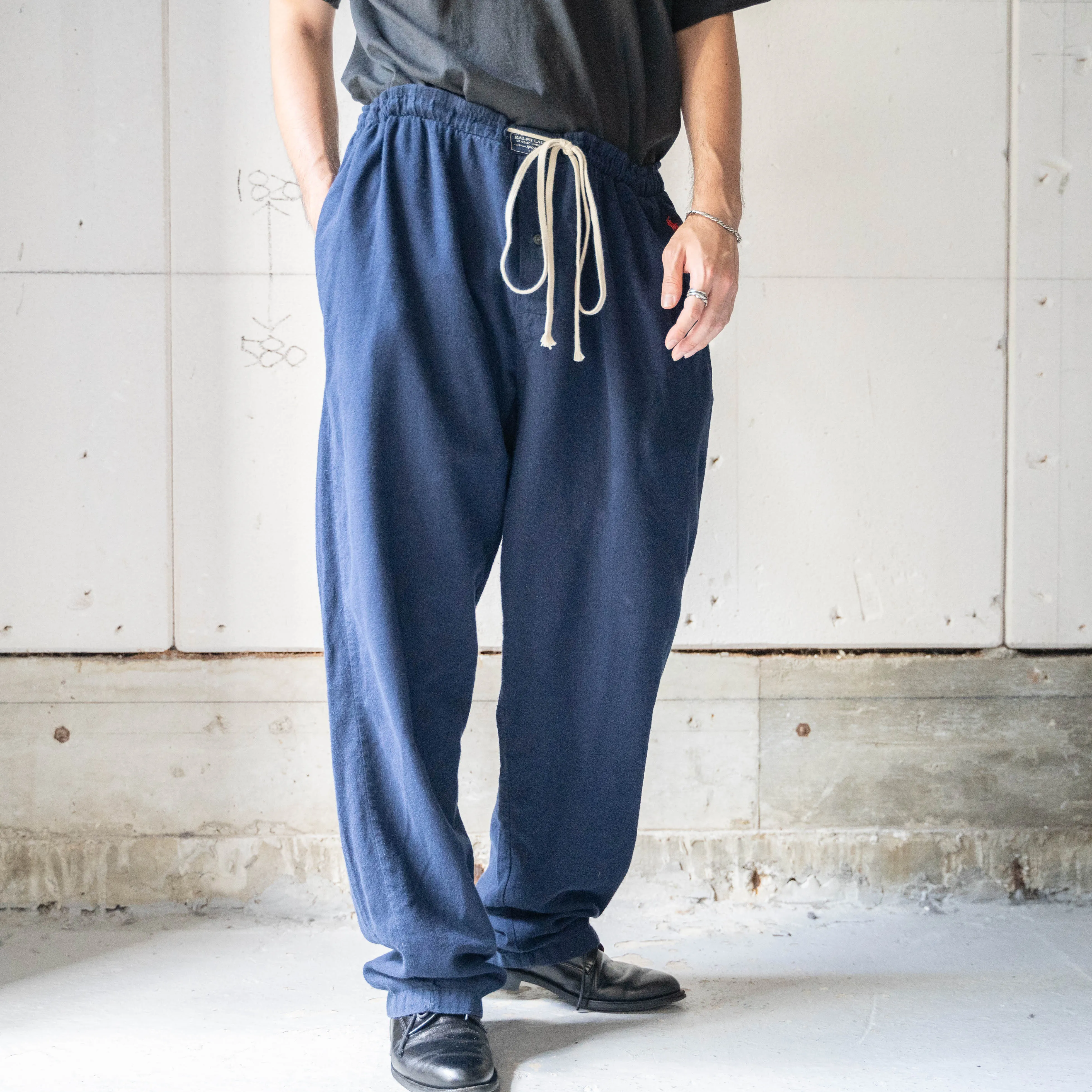 1990-00s 'POLO Ralph Lauren' navy color  wide pajama pants