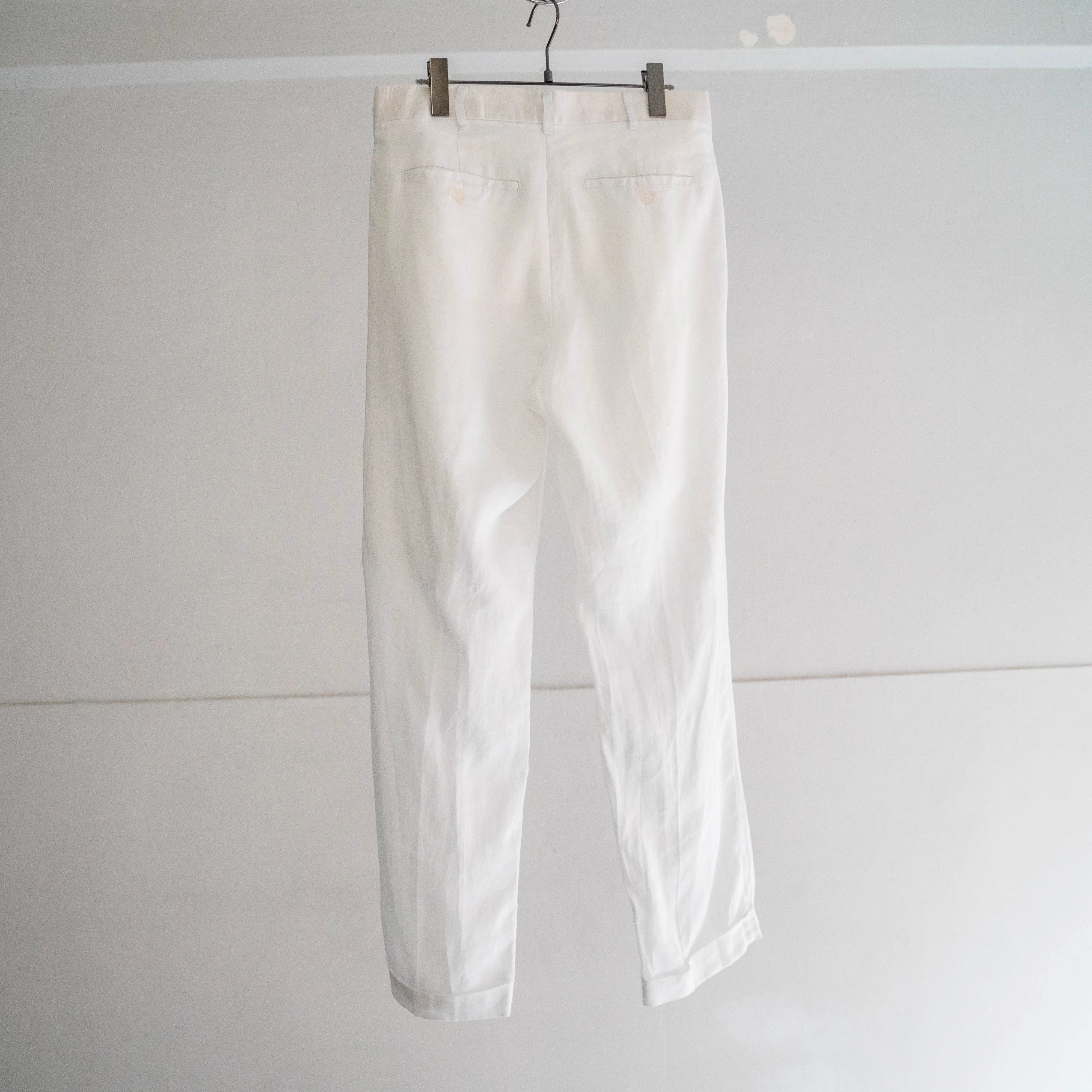 1990-00s white color one tuck linen pants