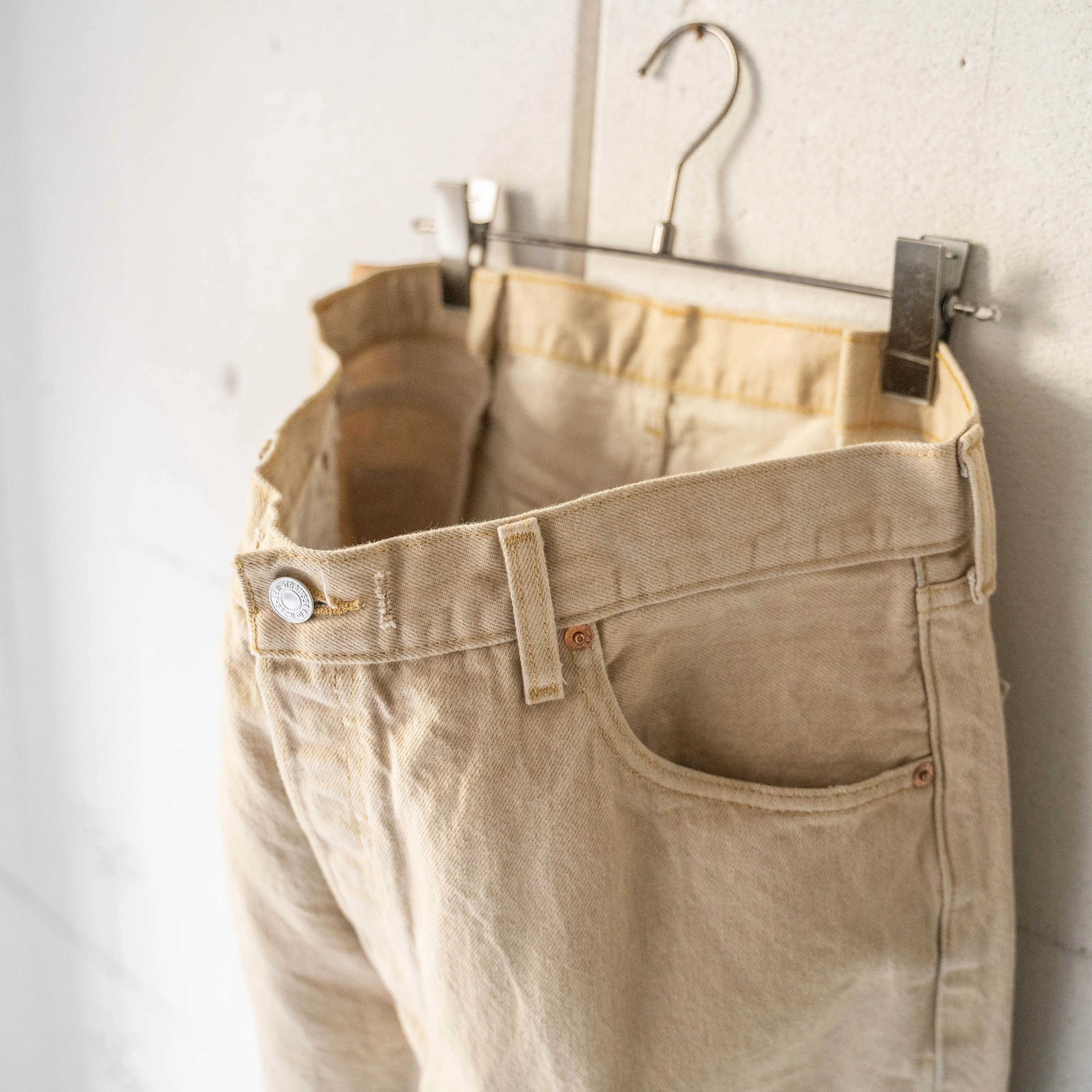 2000s Levi's 501 beige color denim pants -waist remake-