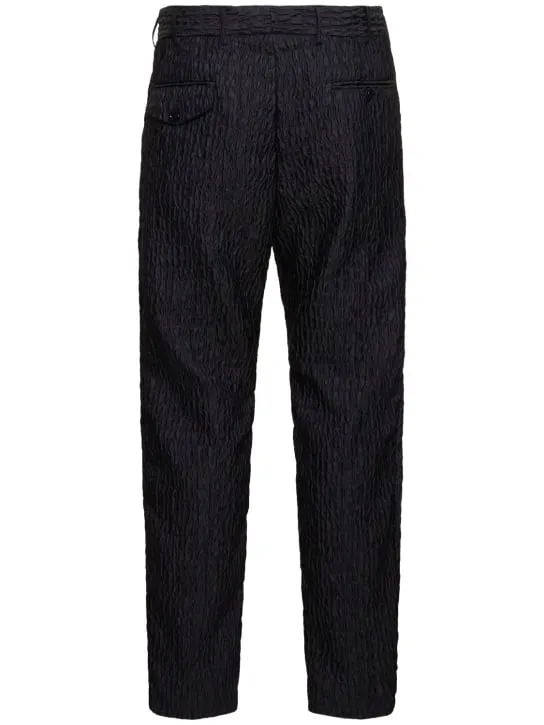 4SDesigns   Triple pleat silk croc jacquard pants 