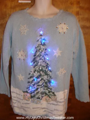 80s Christmas Sweater with Tree and Lights (g275)