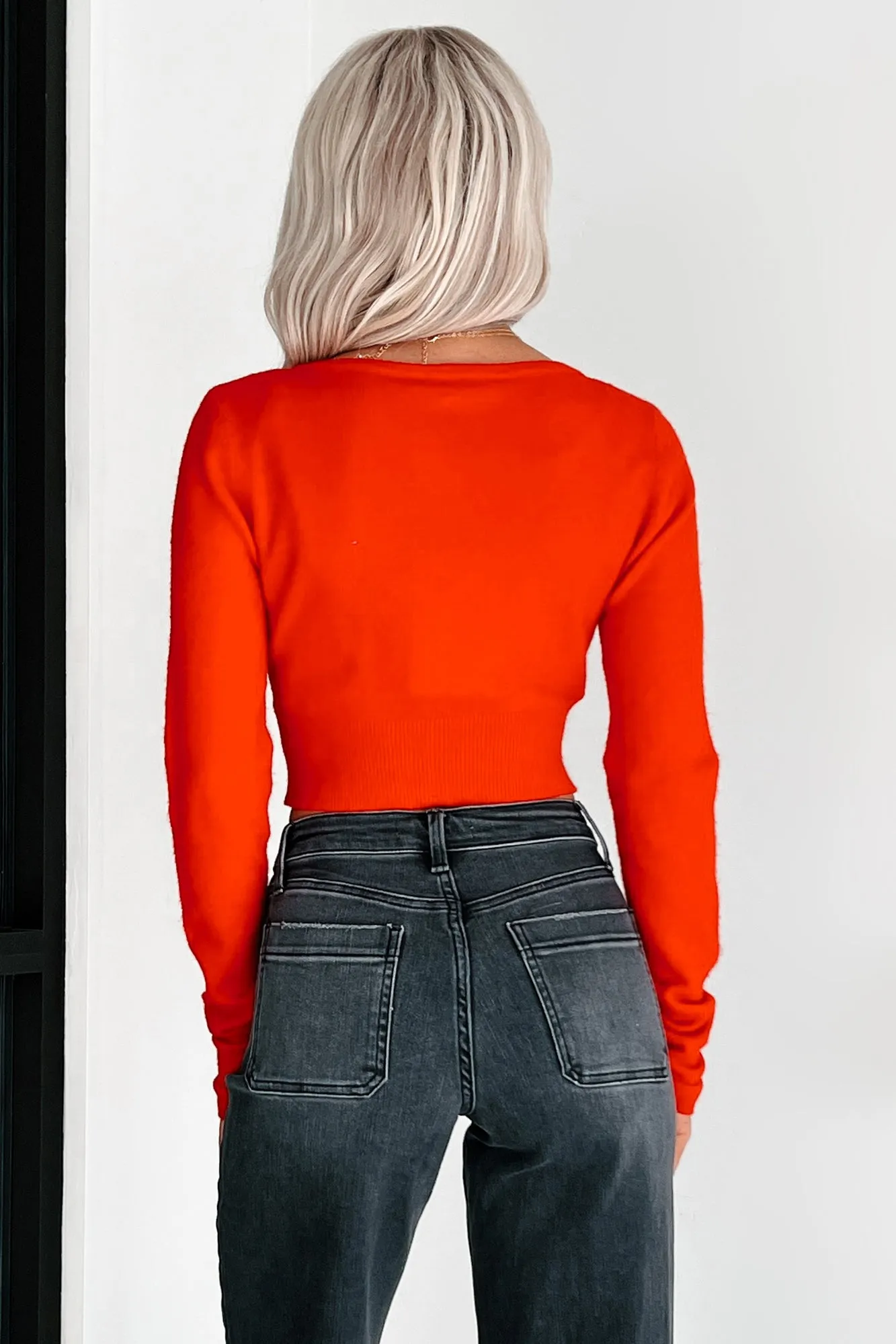 Autumn Attitude Cashmere Blend Crop Sweater (Red)