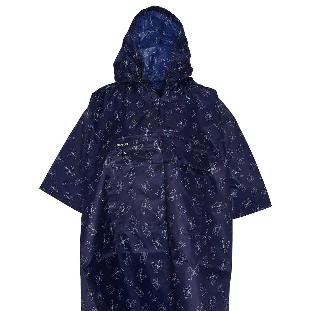 Barbour Packaway Poncho in Navy/Cloud