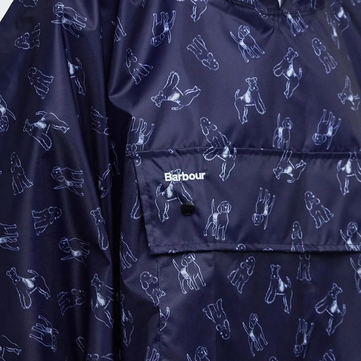 Barbour Packaway Poncho in Navy/Cloud