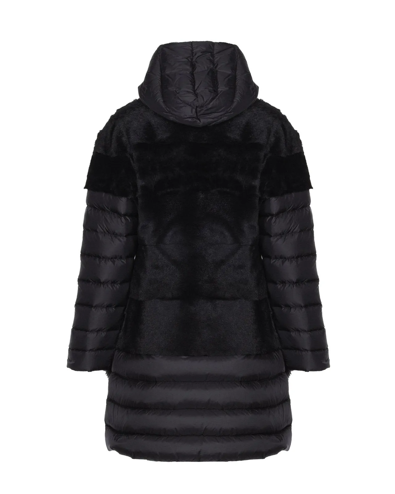 Black Long Shearling Puffer Coat