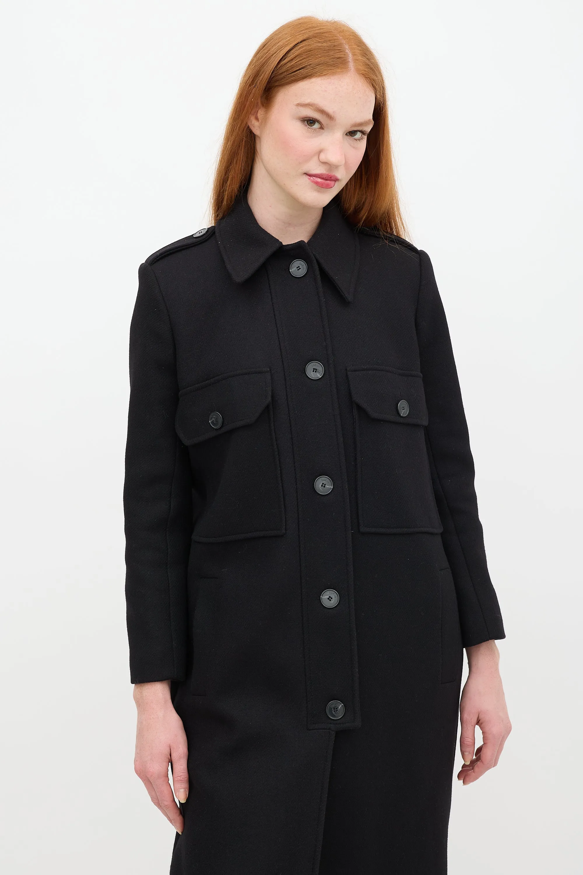 Black Wool Long Chipie Coat