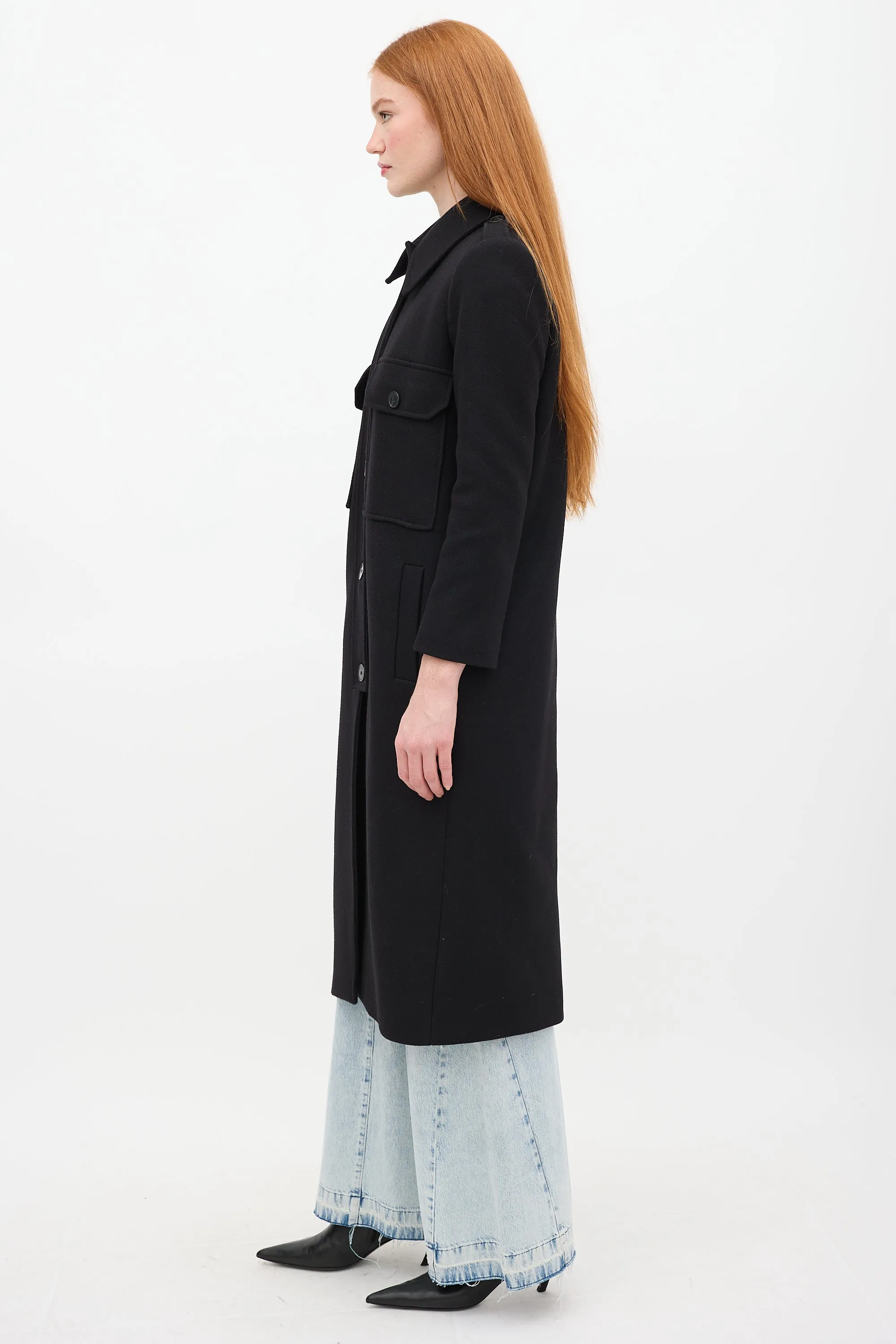 Black Wool Long Chipie Coat