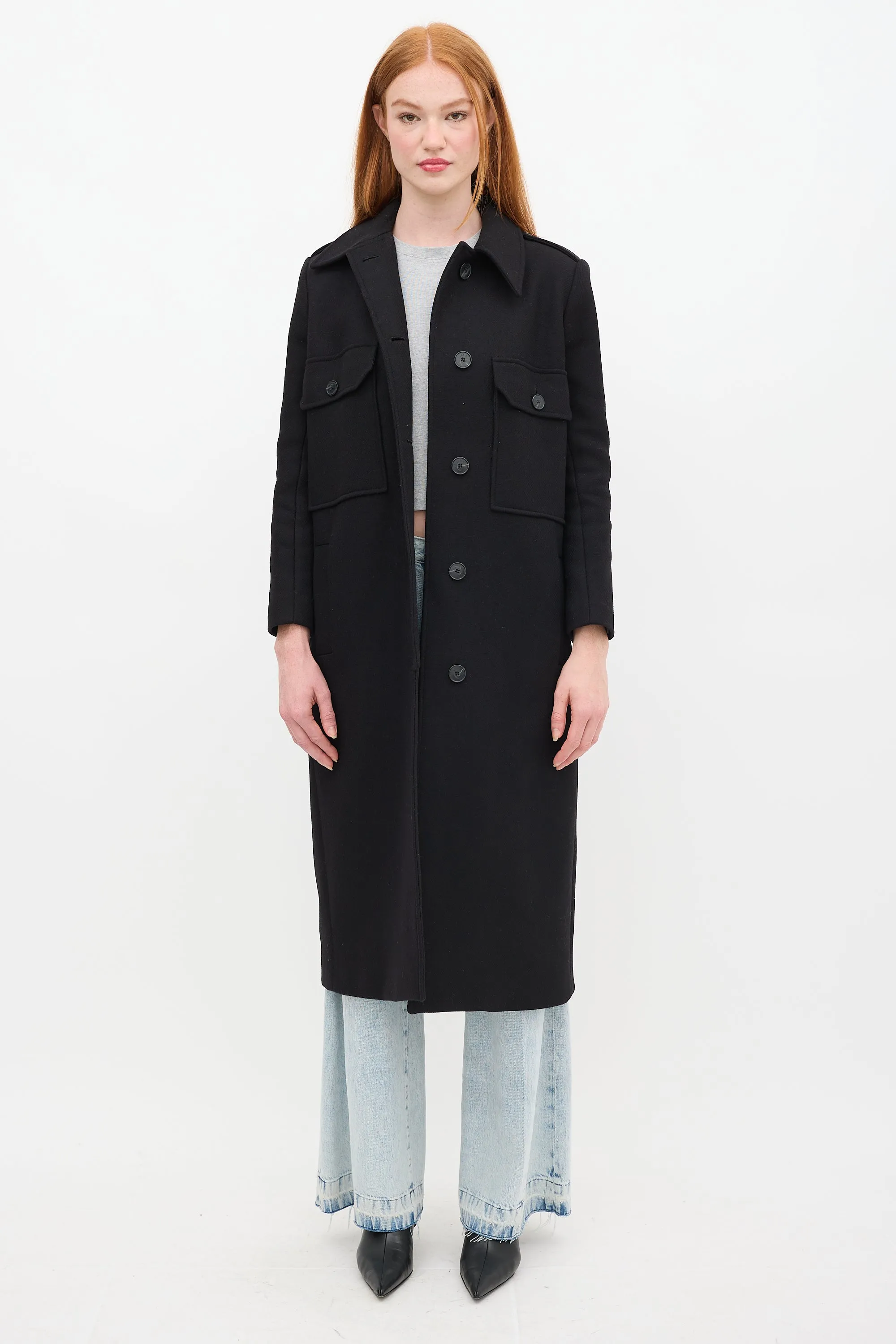 Black Wool Long Chipie Coat