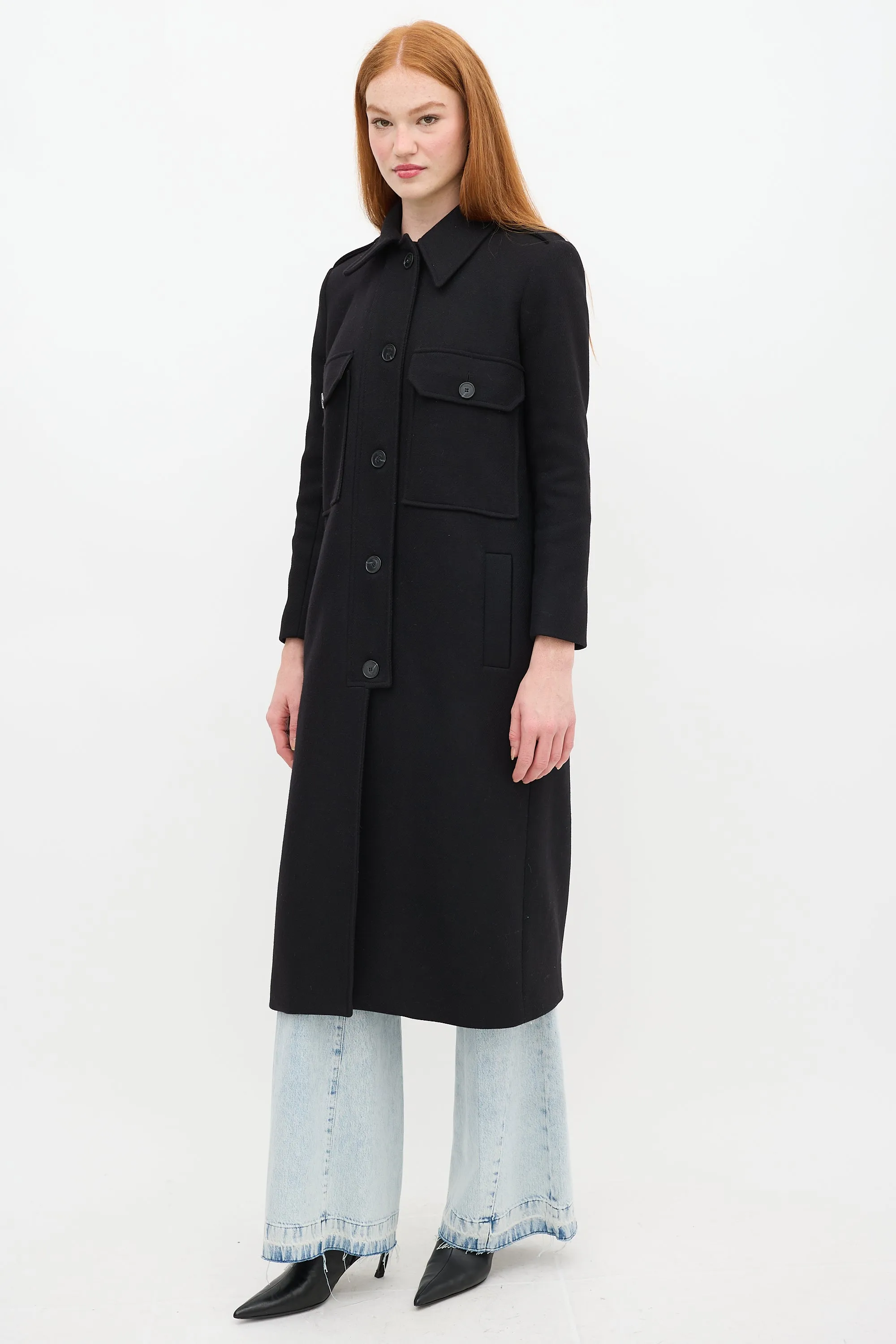 Black Wool Long Chipie Coat