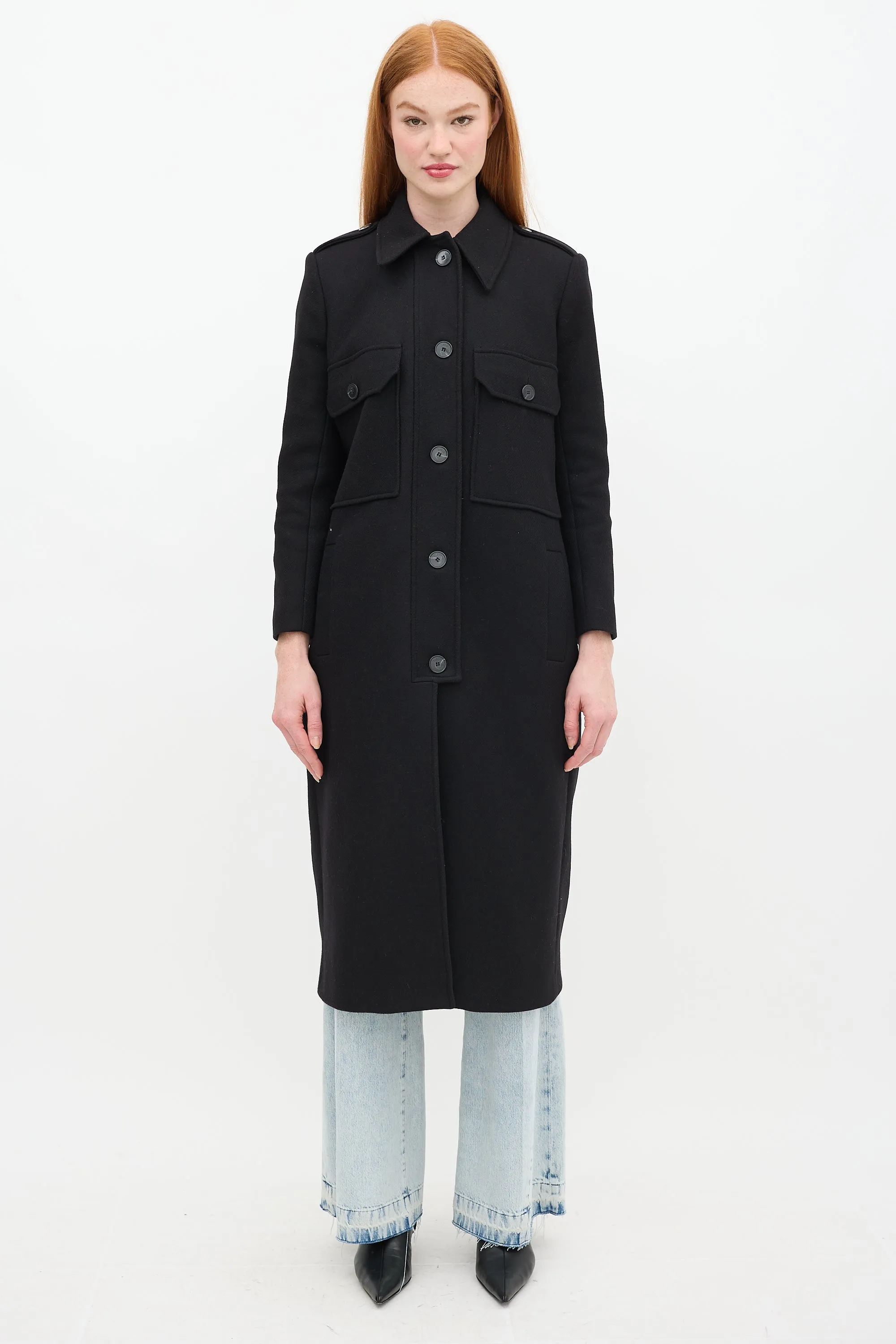 Black Wool Long Chipie Coat