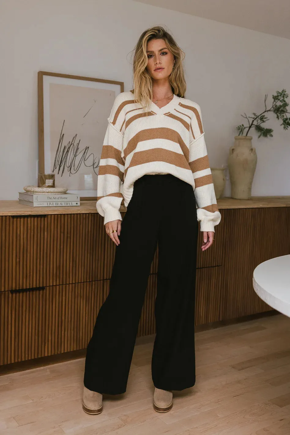 Brett Striped Sweater in Camel - FINAL SALE