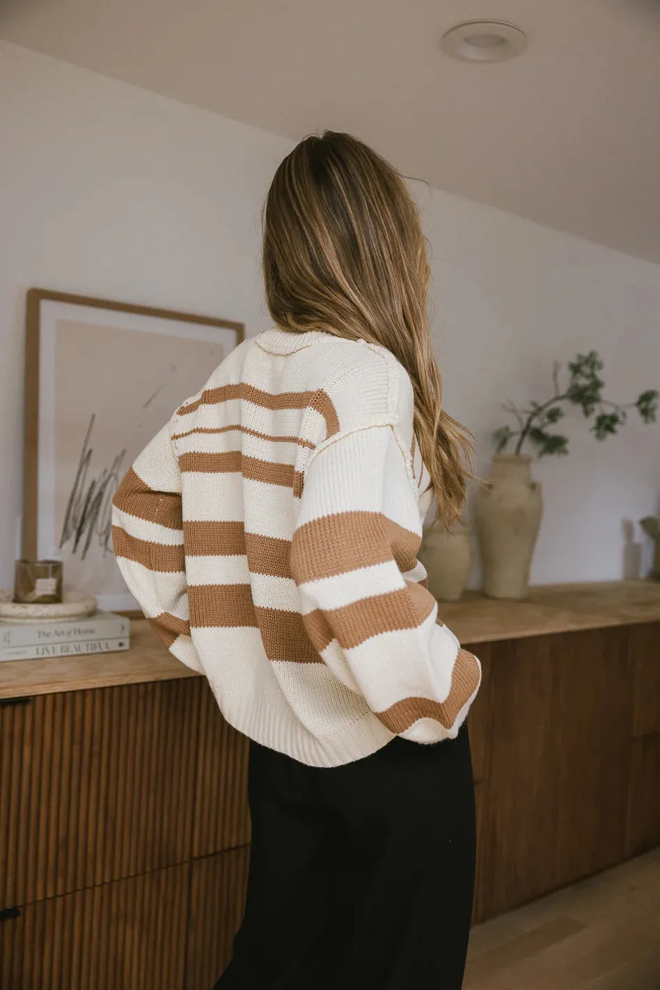 Brett Striped Sweater in Camel - FINAL SALE