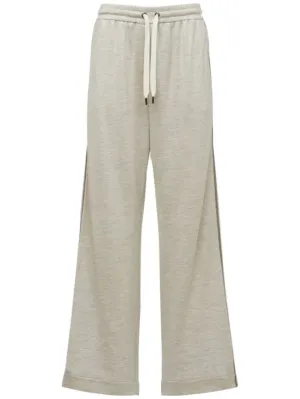 Brunello Cucinelli   Cotton blend jersey wide leg pants 