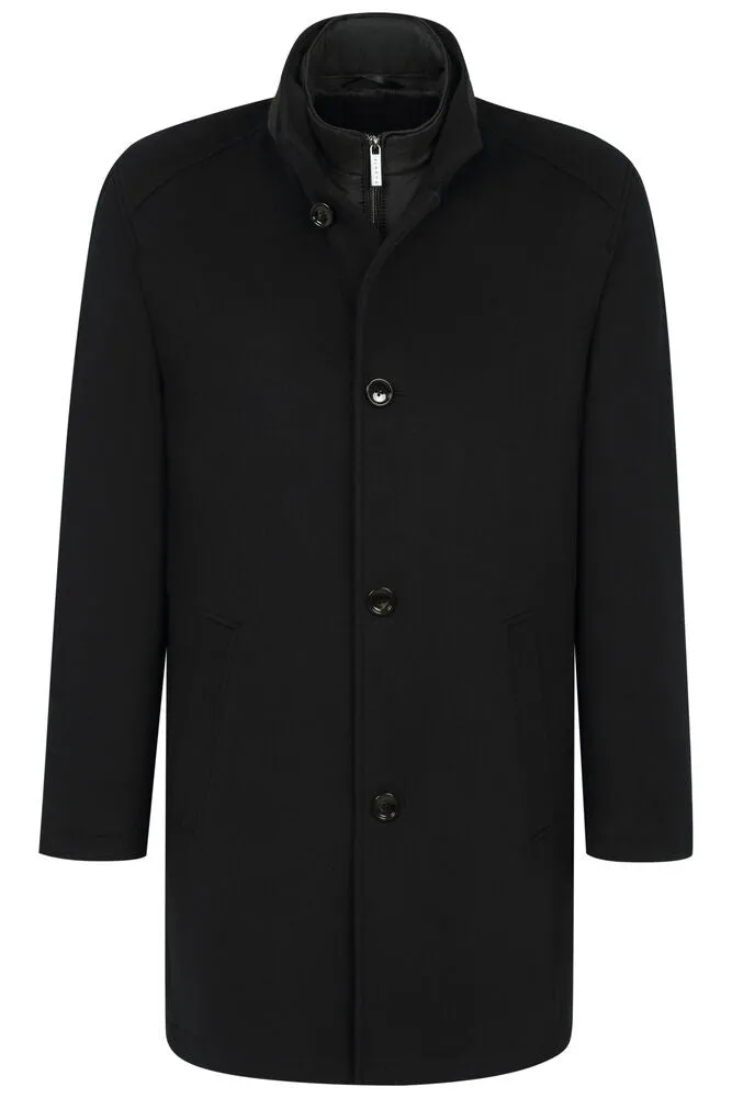 Bugatti Wool Blend Coat with Vest Insert - Black