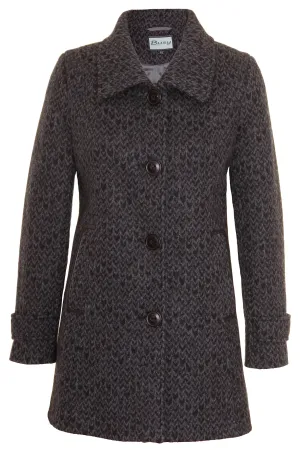 Busy Women’s Grey and Black Wool Blend Coat with Collar