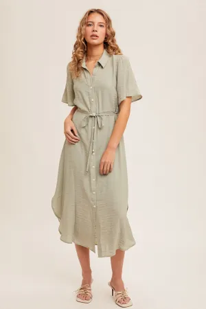 Button Down Shirt Dress 8289 in Pistachio