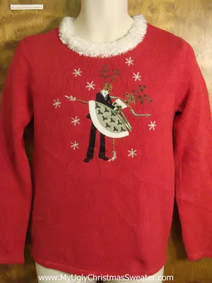 Child Dancing Reindeer Couple Christmas Sweater