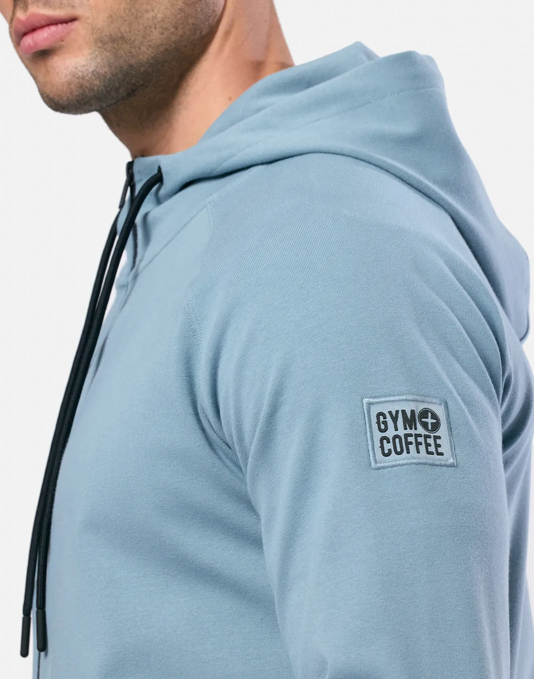 Chill Patch Zip Hoodie in Steel Blue