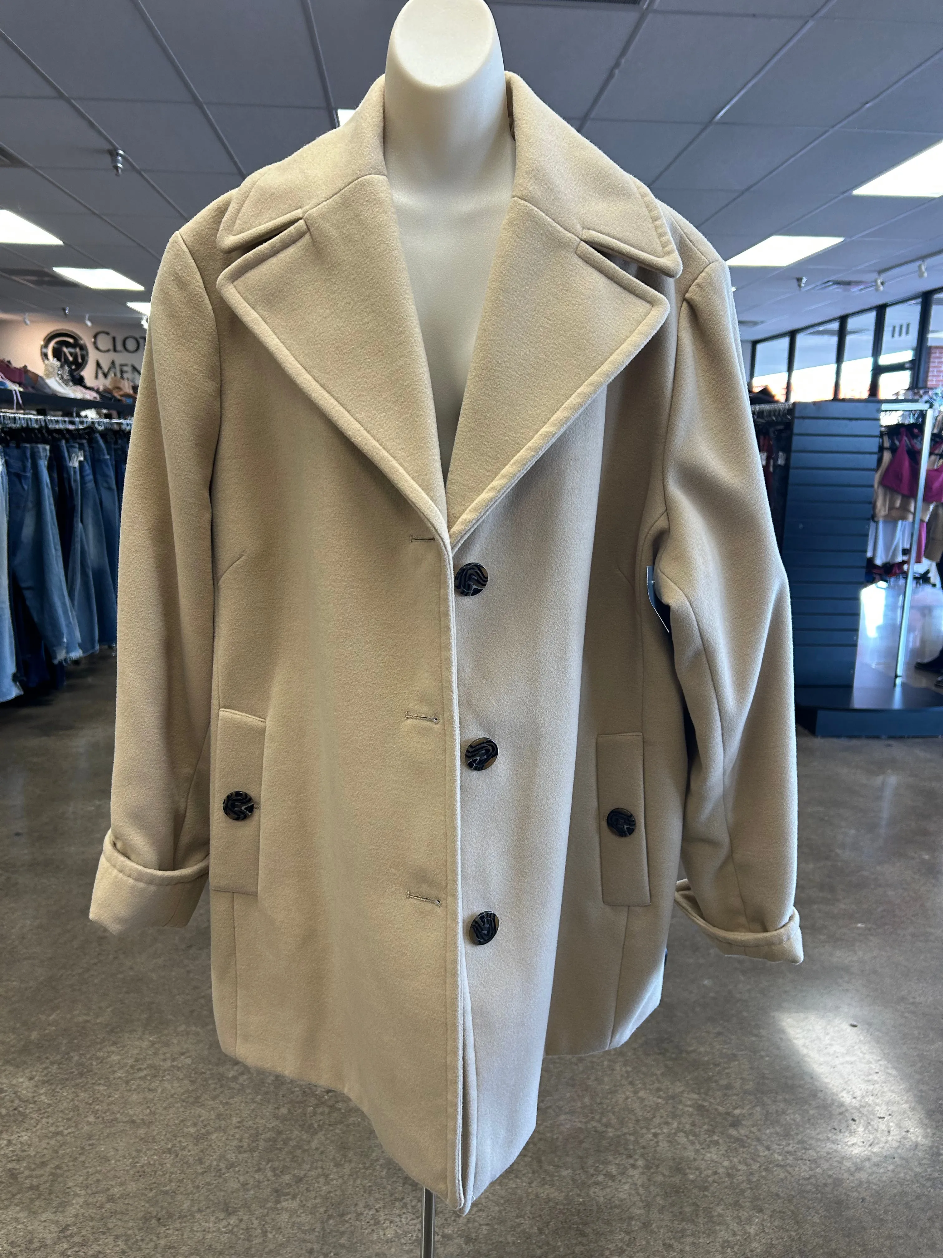 Coat Wool By Calvin Klein In Tan, Size:3X