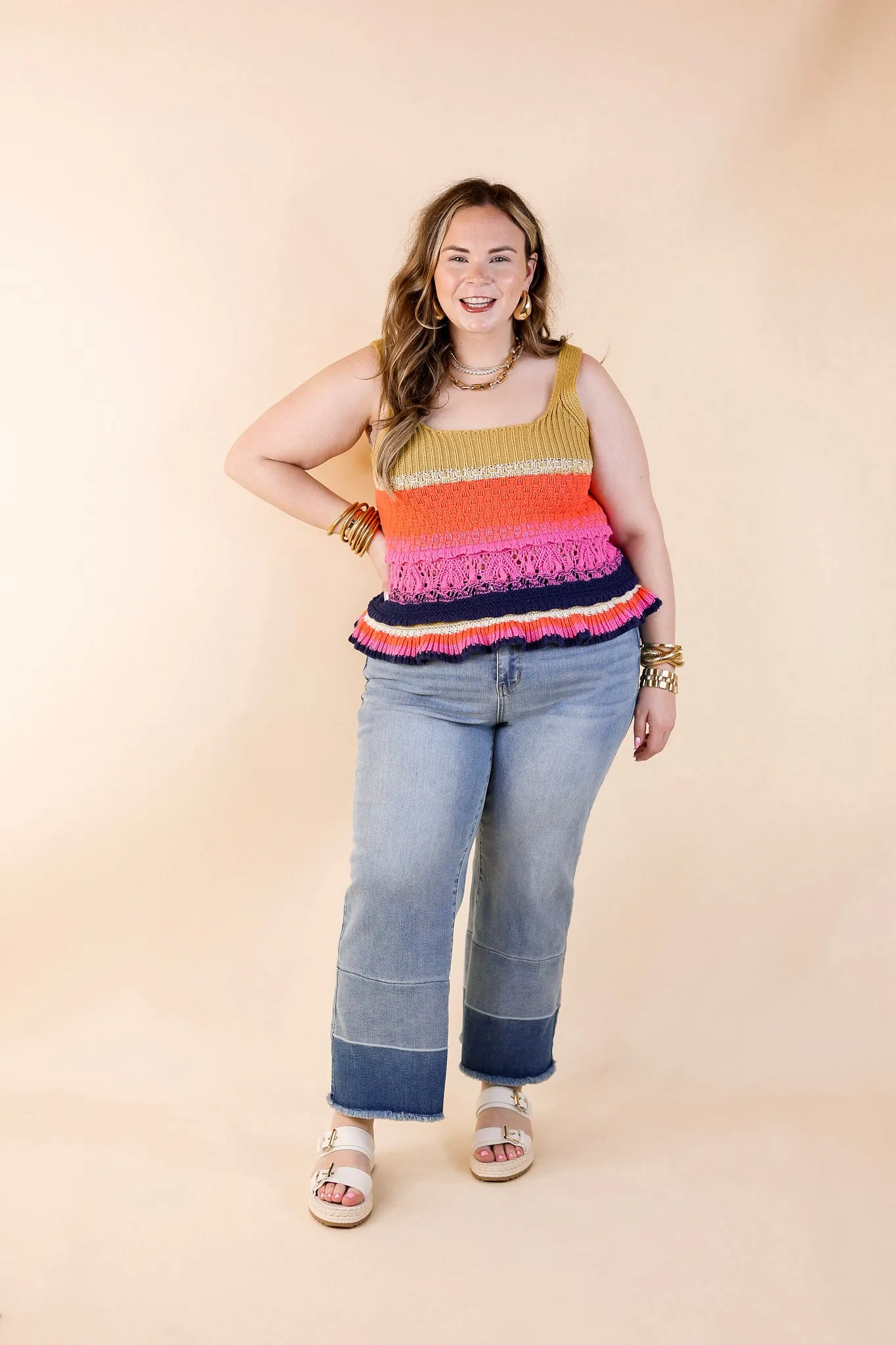 Comfy and Carefree Knit Tank Top in Multicolor