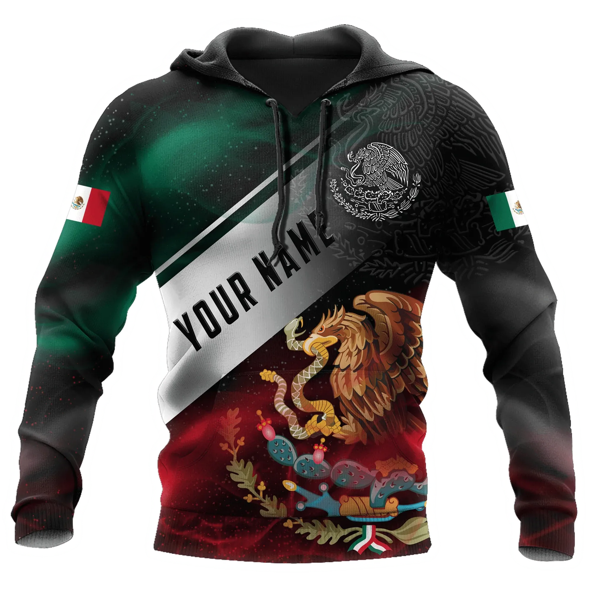 Coolspod Personalized Mexico Smoke 3D Unisex Hoodie, Mexico Eagle On Hoodie, Mexico Hoodies