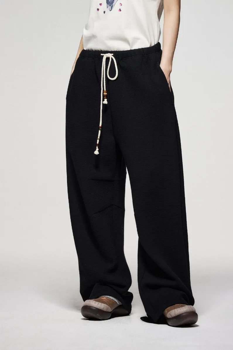 Cotton bracket silhouette drawstring pants | 3 color