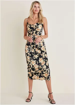 Cowl Neck Slip Dress - Nouveau Roses