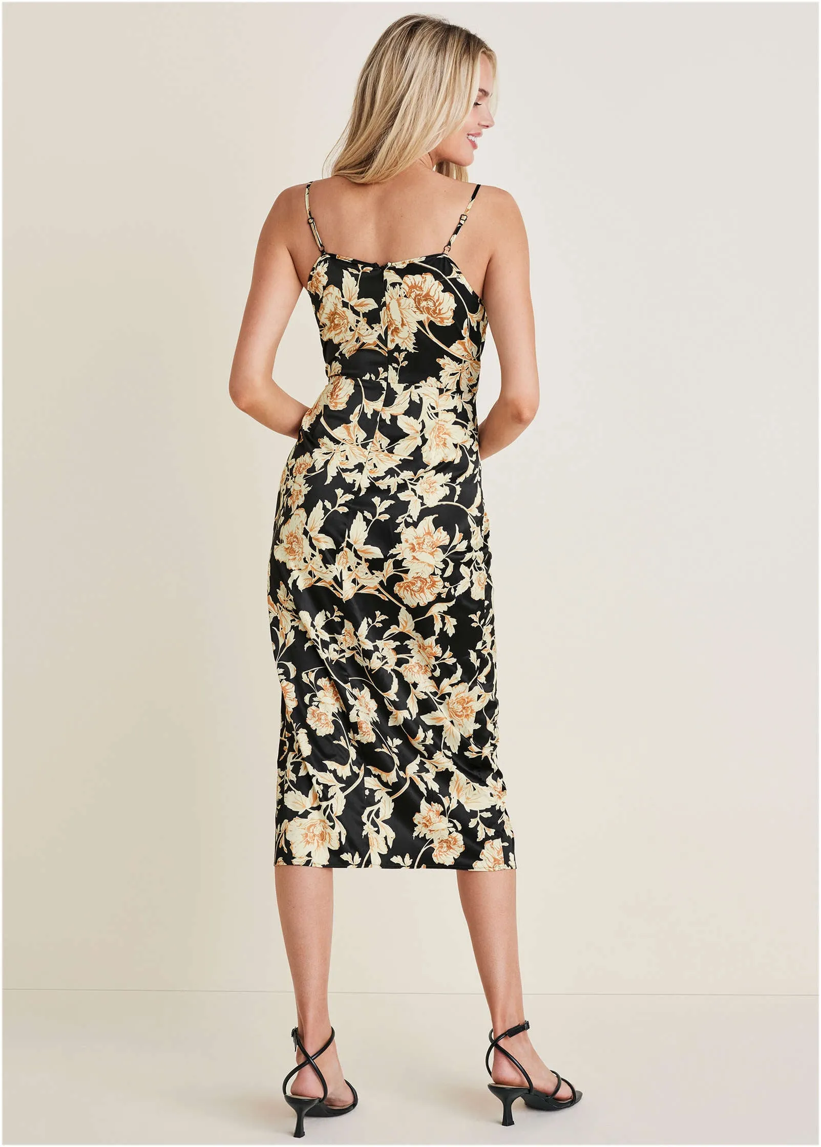 Cowl Neck Slip Dress - Nouveau Roses