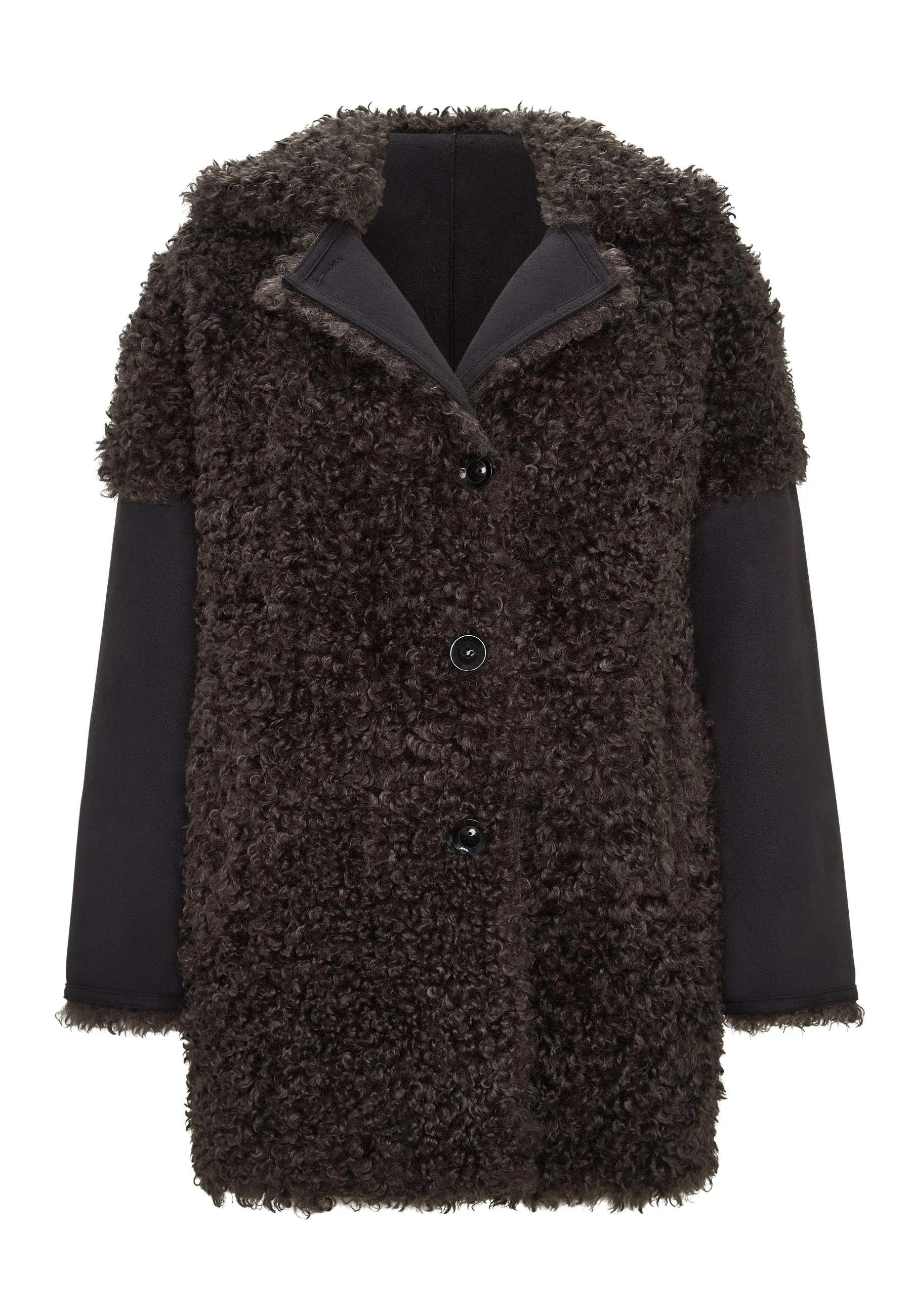 Cozy Black Shearling Coat Eva - Brown