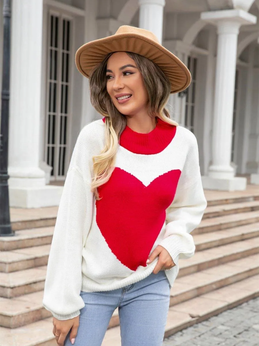 Cream Valentine Heart Sweater