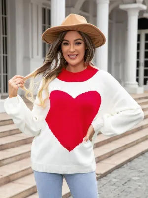 Cream Valentine Heart Sweater