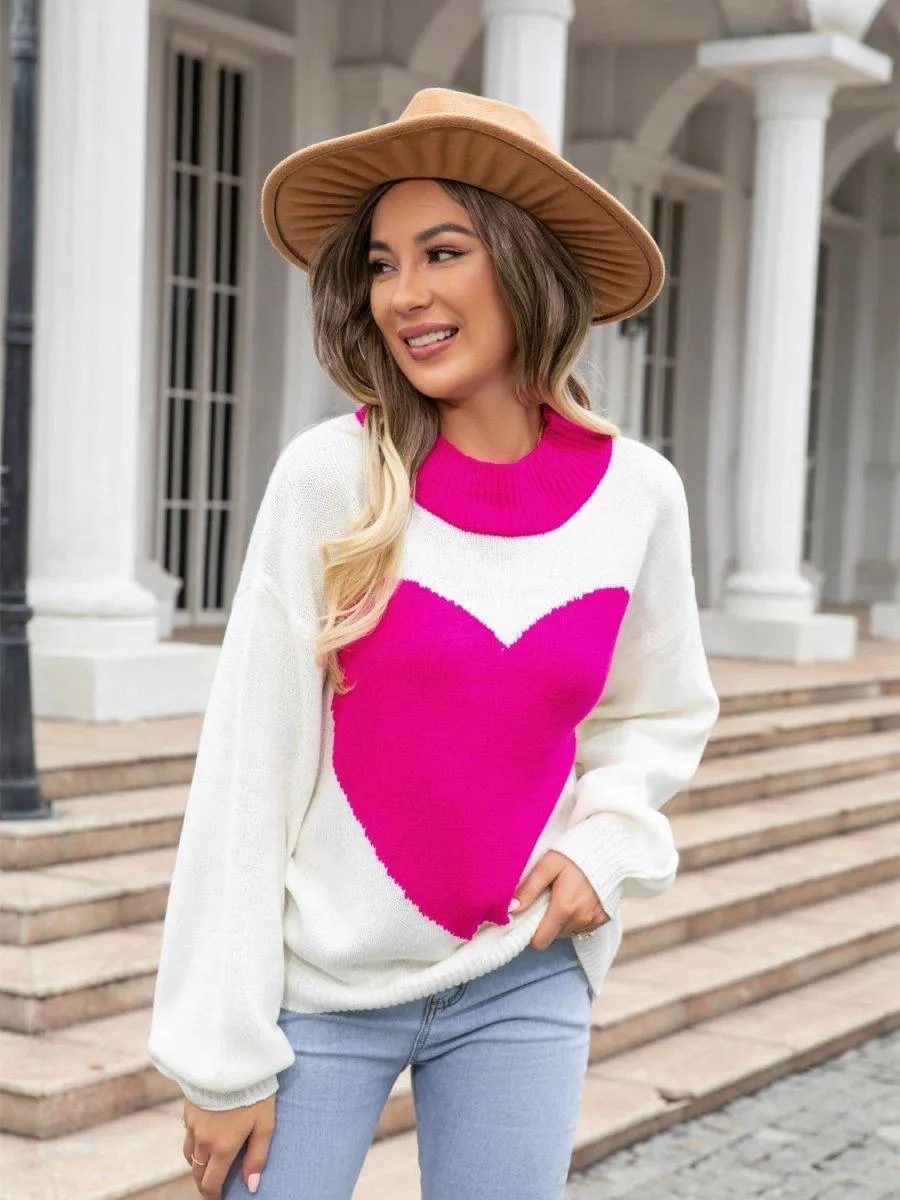 Cream Valentine Heart Sweater