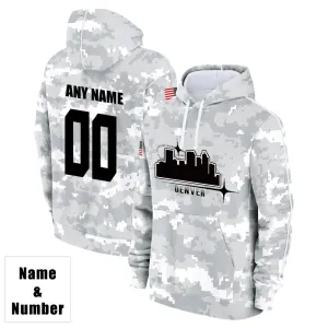 Custom Name & Number Hoodie Denver Broncos 2024 Salute to Celebrities Club Fleece Pullover Hoodie City Silhouette Hoodie Unisex