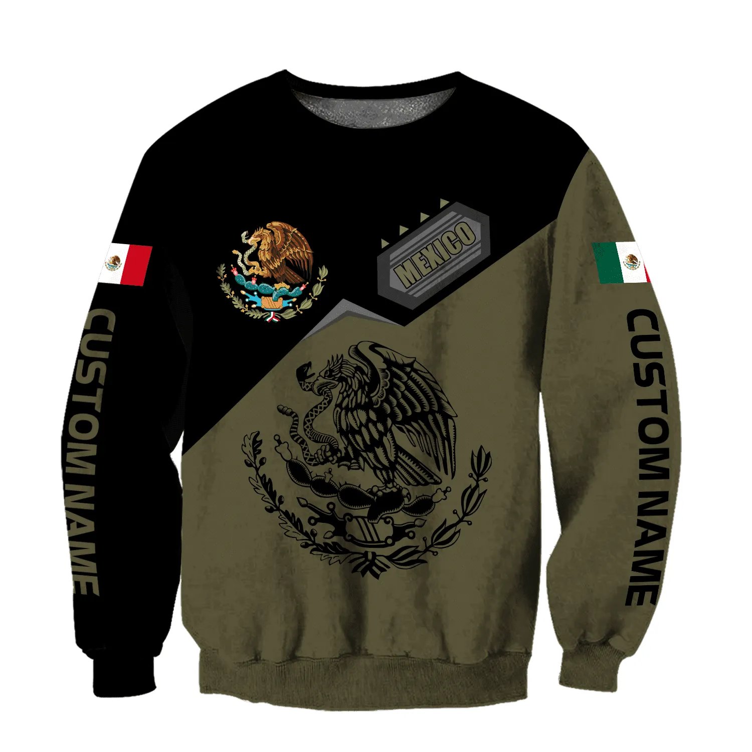 Customized Mexican Christmas Sweatshirt For Men, Mexican 3D Shirt Zip Hoodie, Mexico Eagle Bomber Sweatshirt