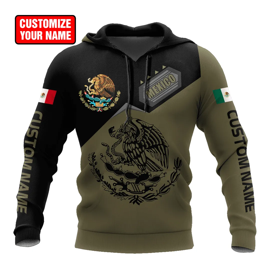 Customized Mexican Christmas Sweatshirt For Men, Mexican 3D Shirt Zip Hoodie, Mexico Eagle Bomber Sweatshirt