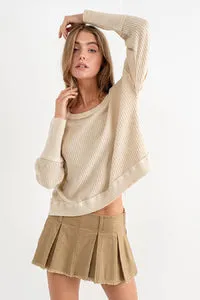 DOLMAN SLEEVE THERMAL KNIT TOP (NATURAL)