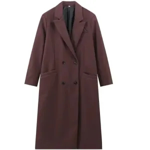 Double row padded shoulder lapel coat