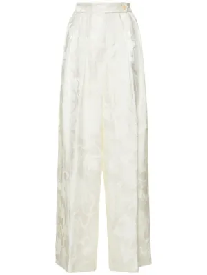 Dries Van Noten   Brocade satin jacquard wide leg pants 