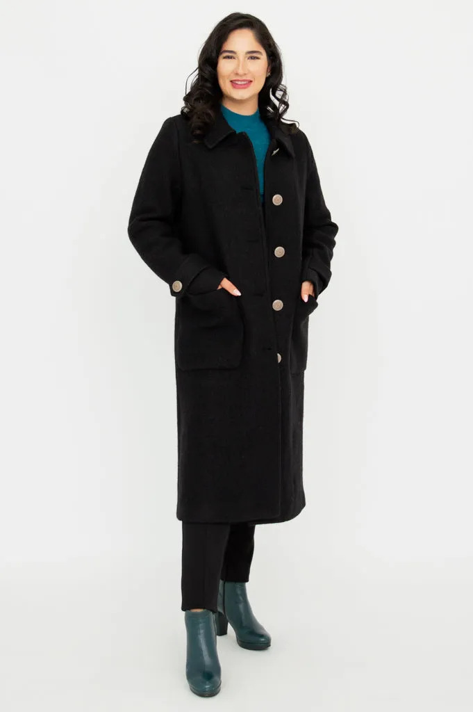 Edna Coat, Black, Boiled Wool