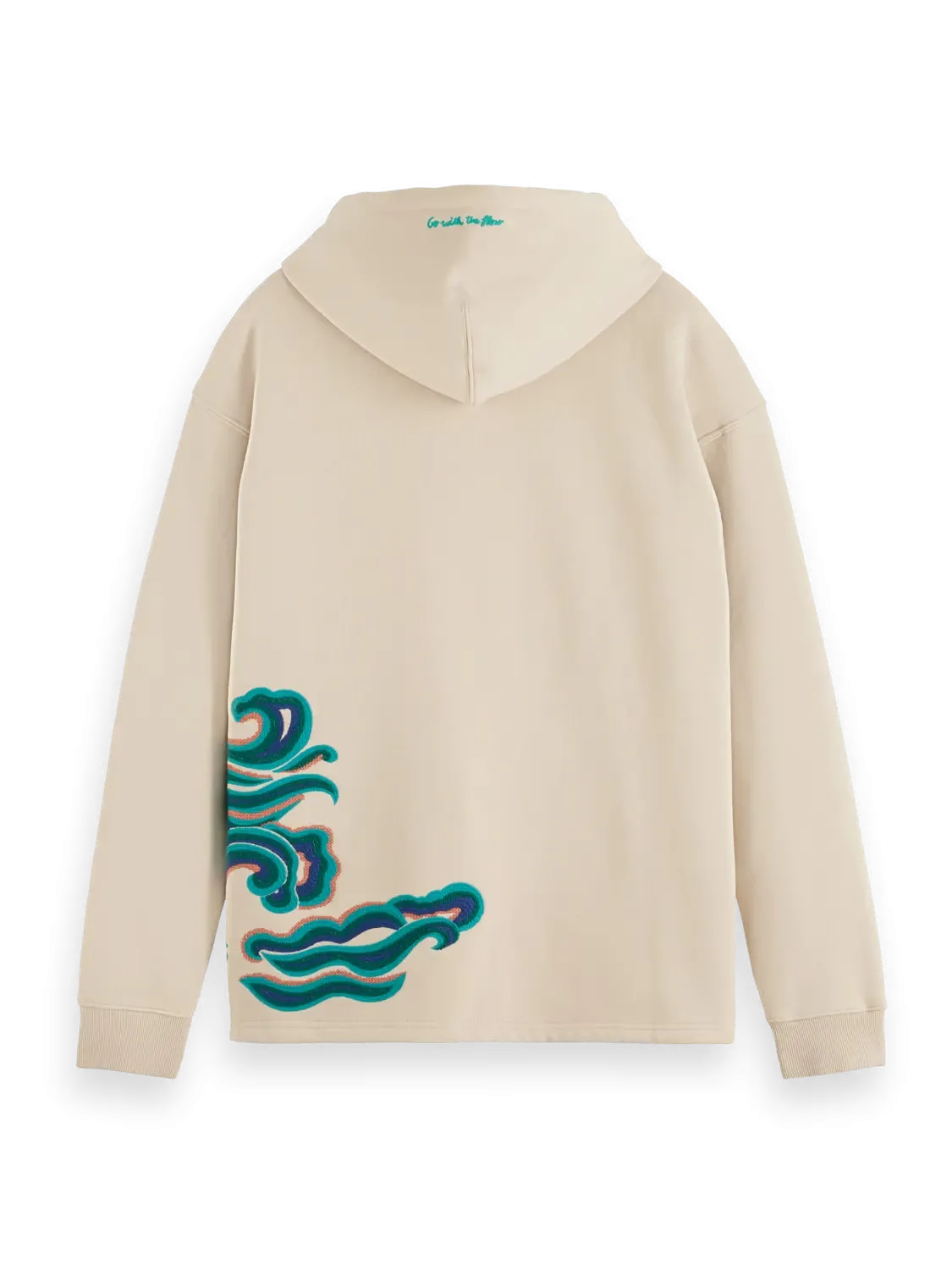 Embroidered Wave Hoodie (Beige) - S1756900795