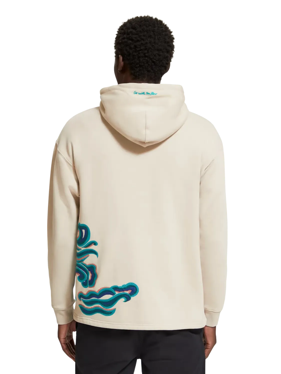 Embroidered Wave Hoodie (Beige) - S1756900795