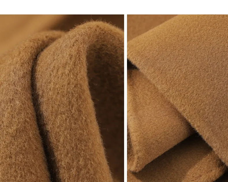 Fall Autumn light luxury British style gold camel double-sided wool coat - Katiea