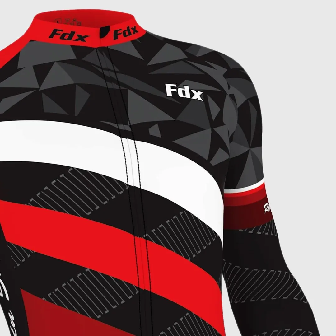 Fdx Equin Men's & Boy's Red Thermal Roubaix Long Sleeve Cycling Jersey