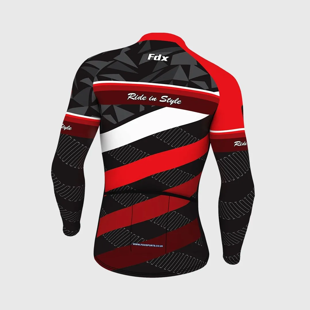 Fdx Equin Men's & Boy's Red Thermal Roubaix Long Sleeve Cycling Jersey