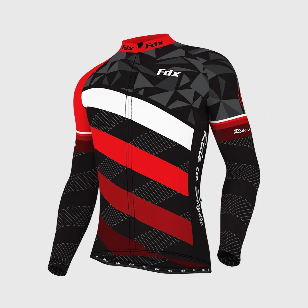 Fdx Equin Men's & Boy's Red Thermal Roubaix Long Sleeve Cycling Jersey