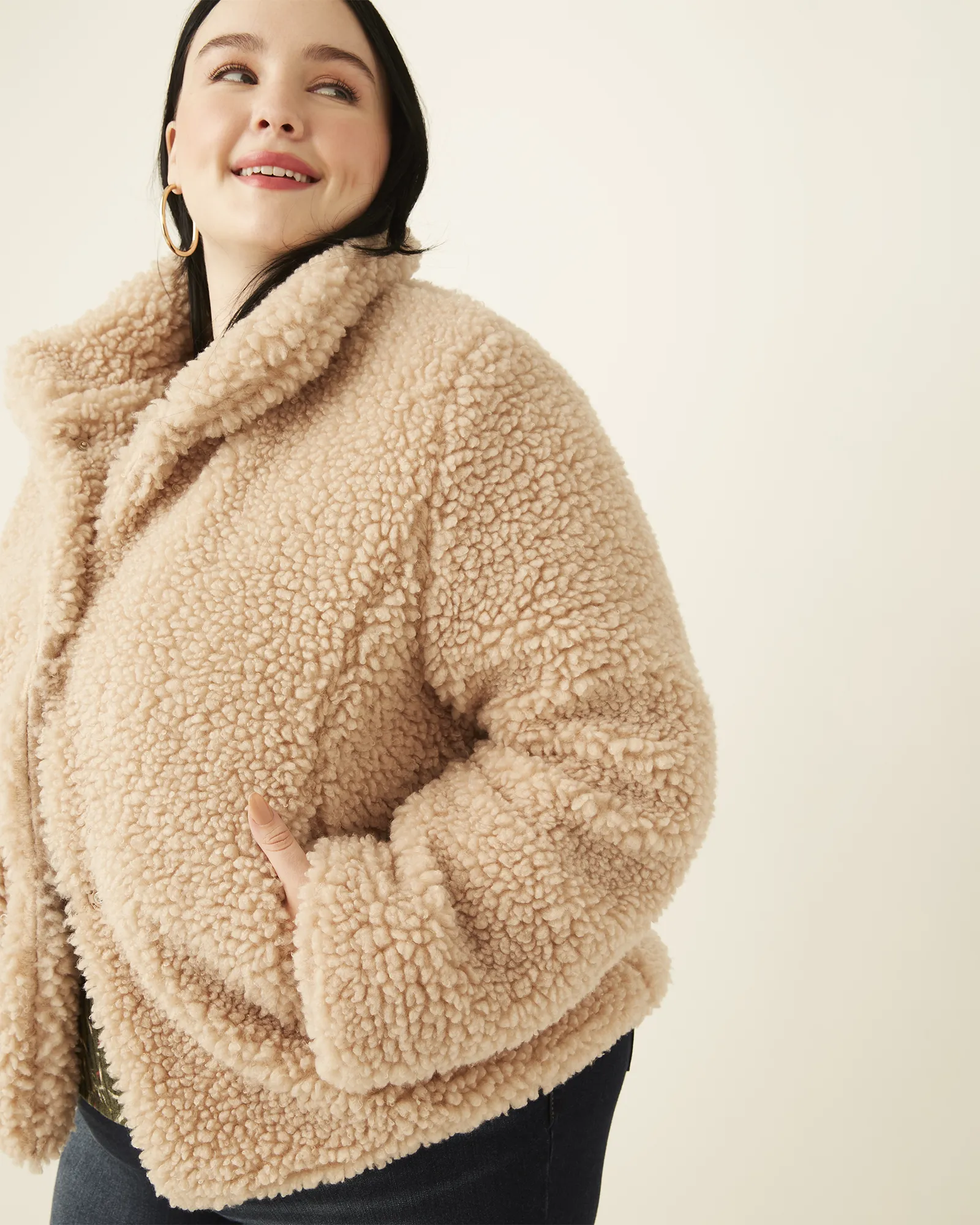 Fleur Faux-Fur Teddy Jacket | Tan