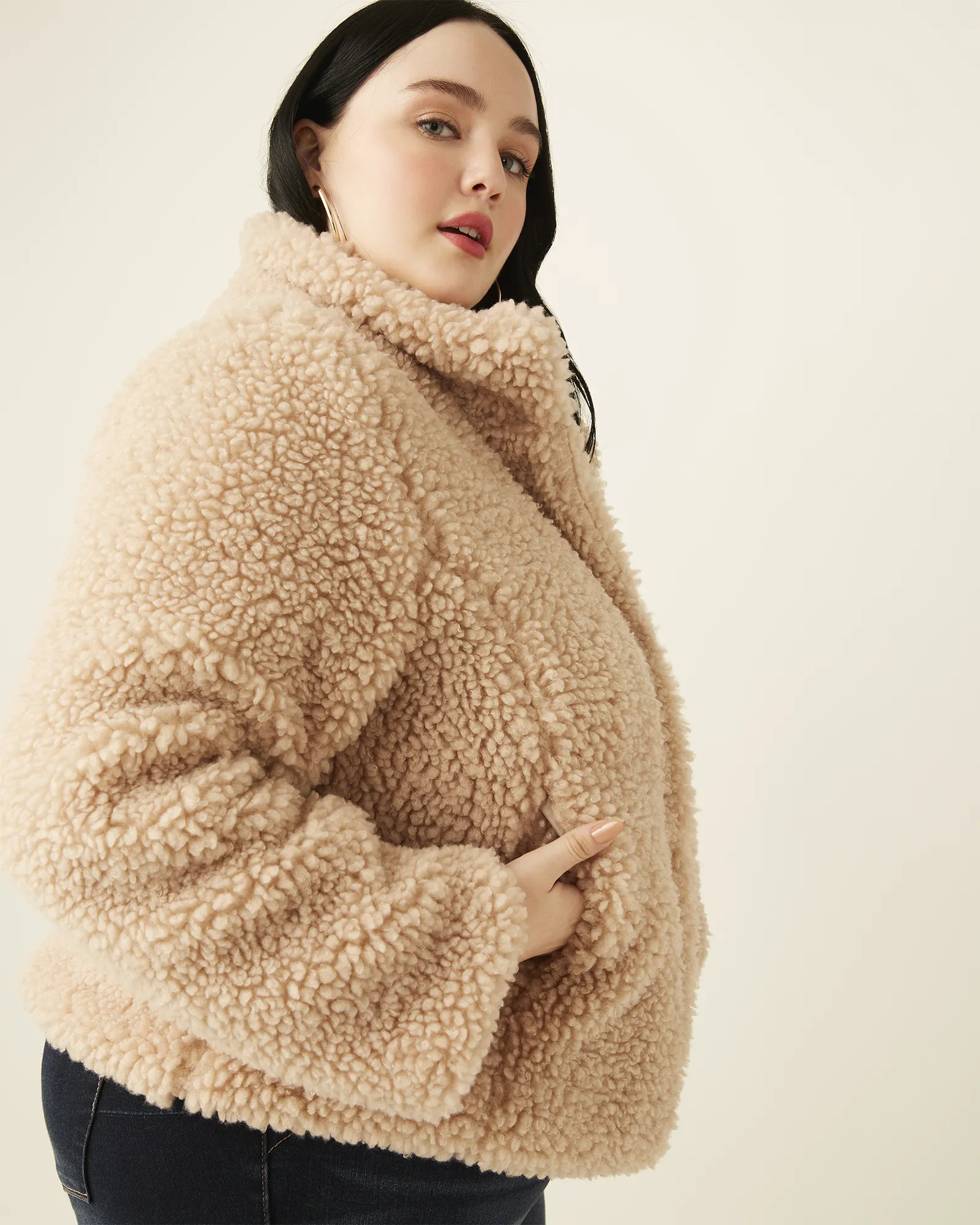 Fleur Faux-Fur Teddy Jacket | Tan