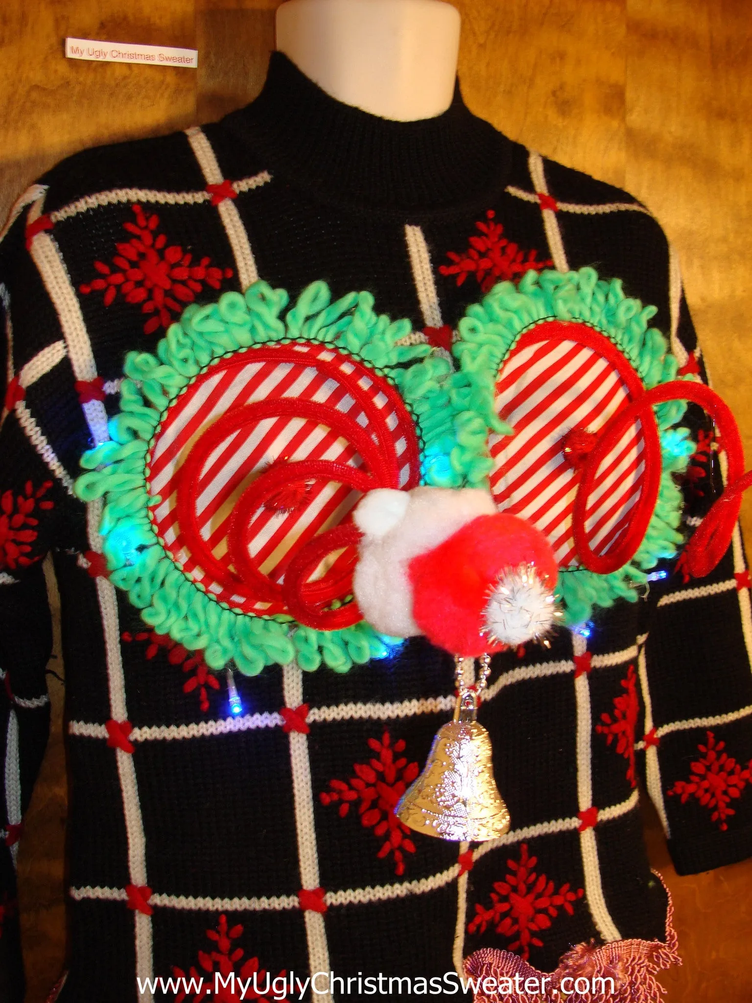 Funny Checkerboard Light-up Naughty Ugly Christmas Sweater